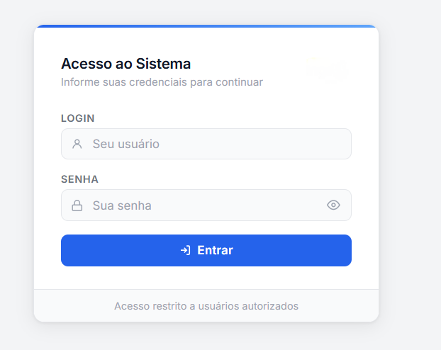Tela do sistema comercial com indicadores de meta